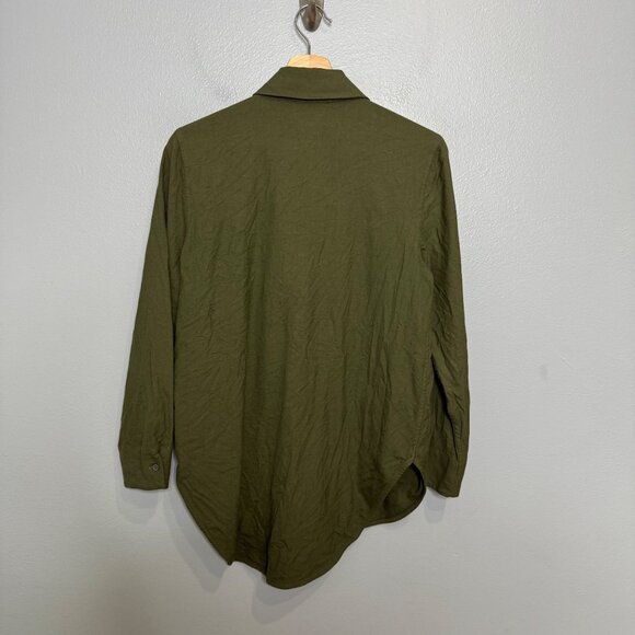 KIT + ACE army green button down wool silk blend shirt size S - Picture 6 of 7